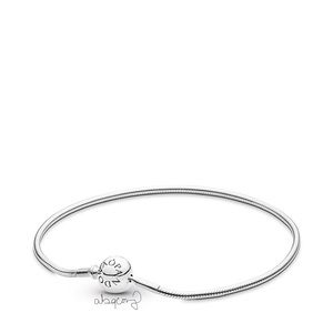 Pandora Silver Snake Chain Bracelet with Round Logo Clasp